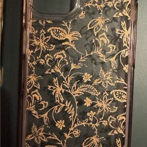 Otter Box Floral Patterned Phone Case - Gold and Black iPhone 13